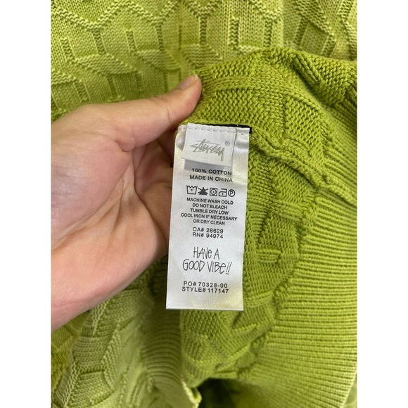 Stussy green repeat‎ S Logo cotton knit sweater XL - Picture 4 of 7